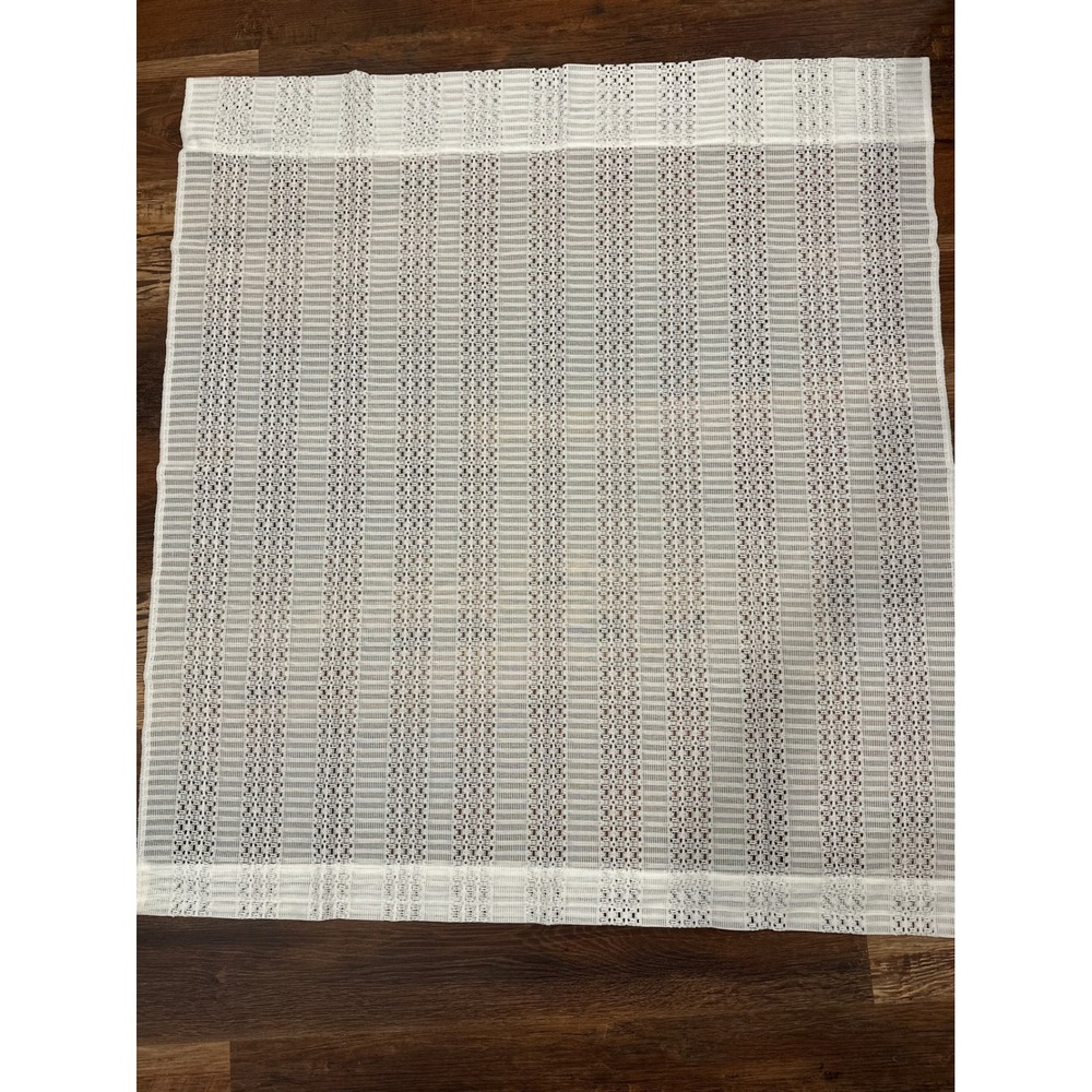 Vintage Sears White Sheer Lace Curtain Panel Vertical Stripe 39x43 Cottagecore